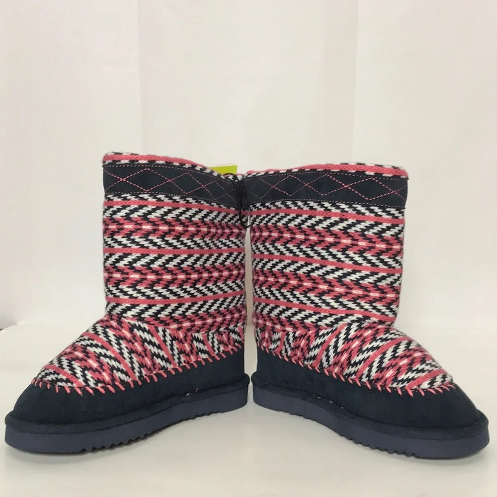 NWT Girl’s Cozy Pink Heart Warm Lined Boots 1 Little Guel